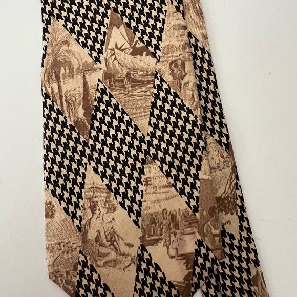 Christian Dior Vintage Italian Silk Tie Made in USA Mini Houndstooth Printed - Picture 5 of 10